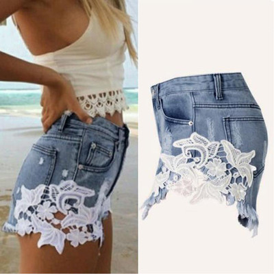 denim and lace shorts